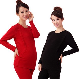 2012 new thicken bamboo fiber  maternity underwear suit pregant woman intimate nursing suits lactation clothes long johns