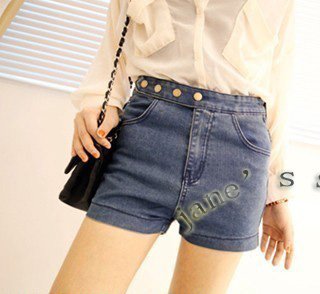 2012 new thin wild rivets high waist shorts