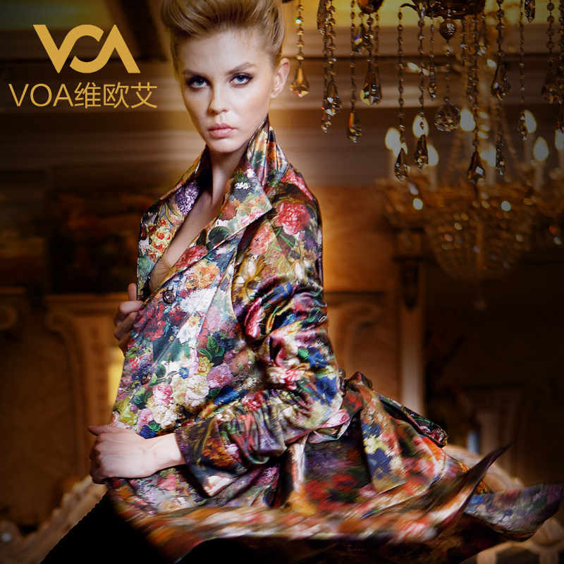 2012 New Voa silk wadded jacket women's medium-long outerwear silk cotton-padded jacket  #m602