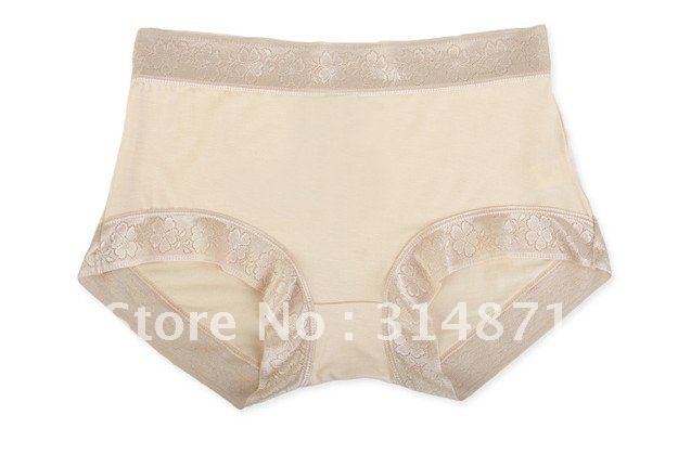 2012 New wholesale!!! Free Shipping! Ladies' bamboo underpants with lace edge, 12pcs/bag