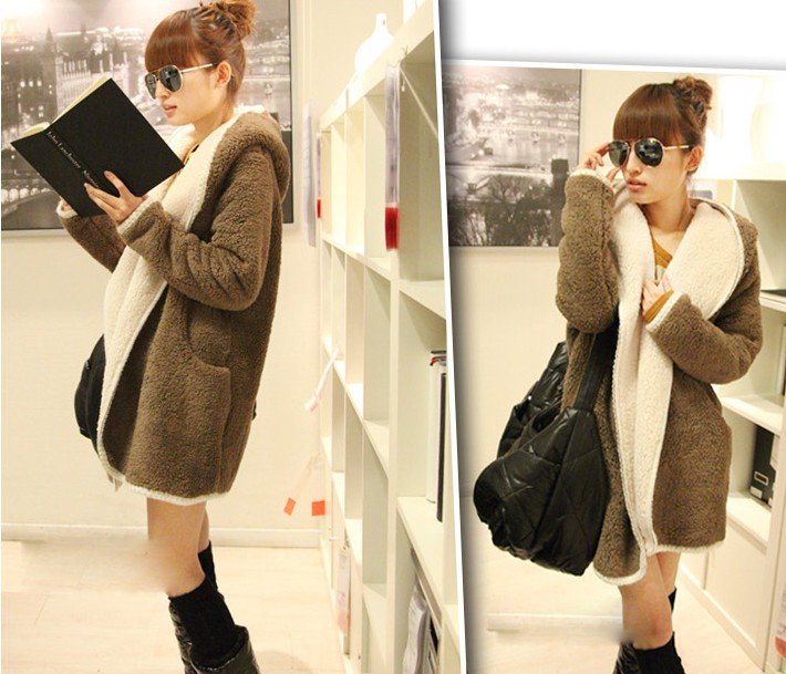 2012 New winter han before double hooded the lambs wool bat)upset warm coat fluffy coat Fur coat