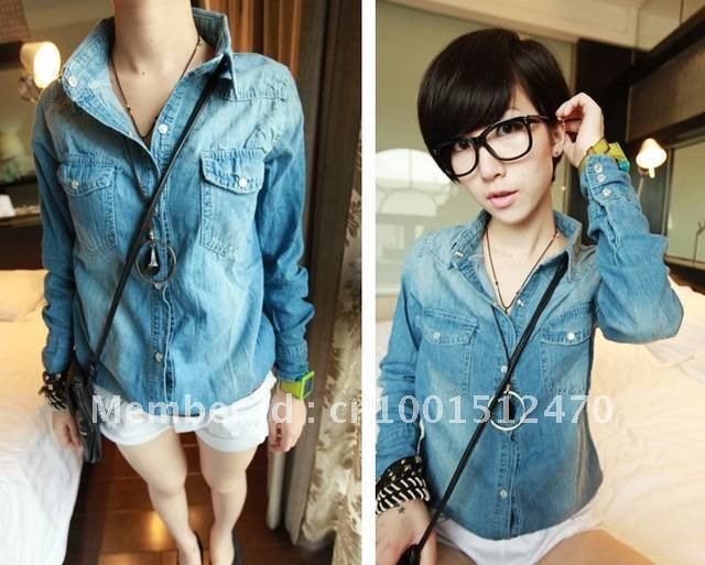 2012 new woman to decorate the body long sleeve shirt cowboy shirt