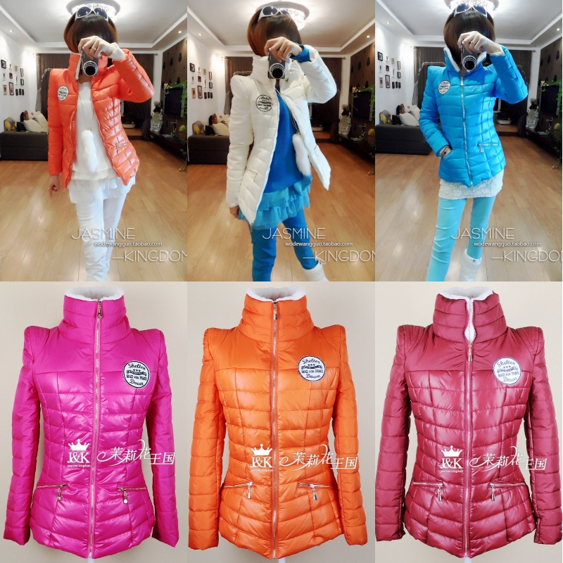 2012 New Women Fashion Cotton Down Parka With High Collar Ladies Winter Short Padded Jackets Coat Warm Outwear