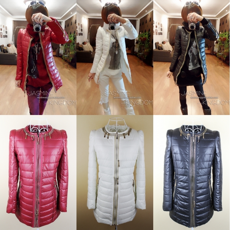 2012 New Women Fashion Cotton Padded Down Parka Winter Warm Long Jackets Coat Ladies Designer Zip OL O-neck Quilted Outwear