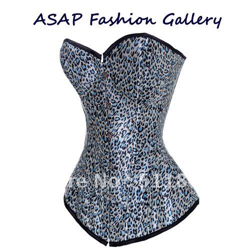 2012 New Women Gothic Corset, Sexy Strapless Overbust Lingerie, Spicy Leopard Shaper Wholesale Retail, Free Shipping