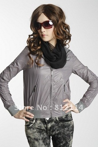 2012 new women's waterproof sunscreen, full sleeve thin soft short coat