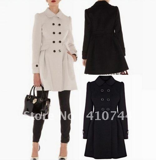 2012 New womens double Double-breasted trench coat CP010 Lady black trench coats plus size High quality free shipping!