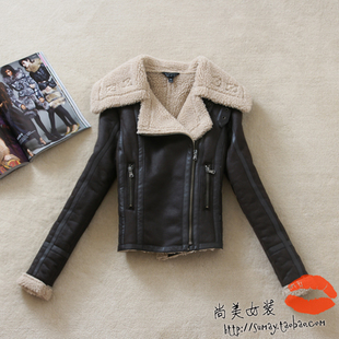 2012 neweat women's outerwear, thickening plush fashion vintage slim leather clothing,lady jacket,winter overcoat 2