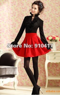 2012 newest hot sale women fashion lotus leaf edges and puff sleeve blouse/shirt/free shipping/high quality/CY1189