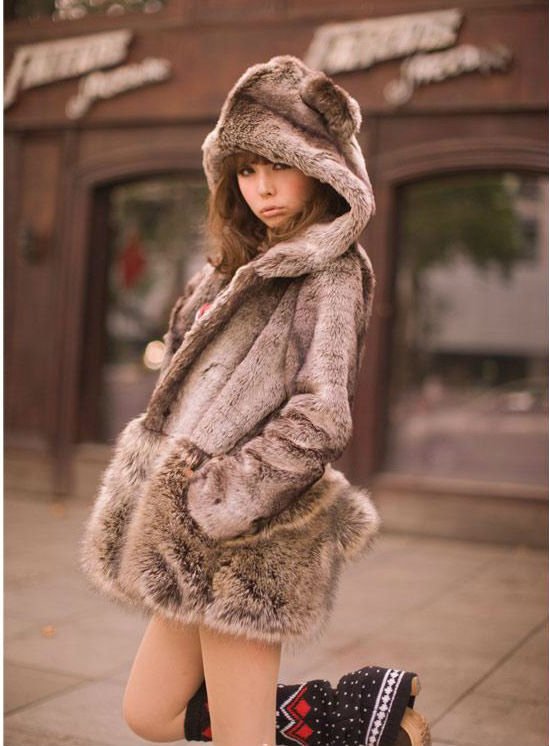 2012 Newest VIVI Faux Fur Thicken Cute Teddy Bear Coat Jacket For Winter FREE SHIPPING