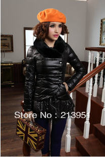 2012 Newest woman's high quality luxury  rabbit fur gauze down coat short design free shipping N332