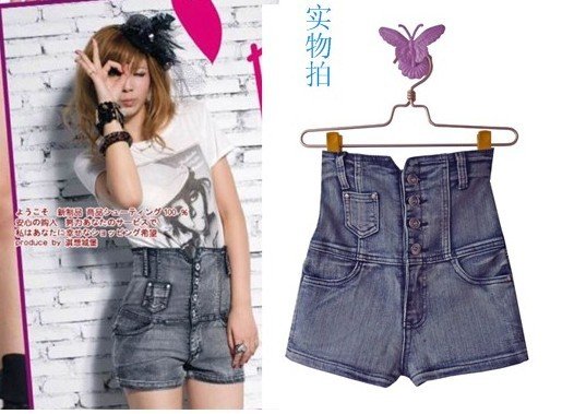 2012 Newest women's jeans pants,free shipping, women high waist denim shorts , jeans pants  S M L accept drop-shipping F1255