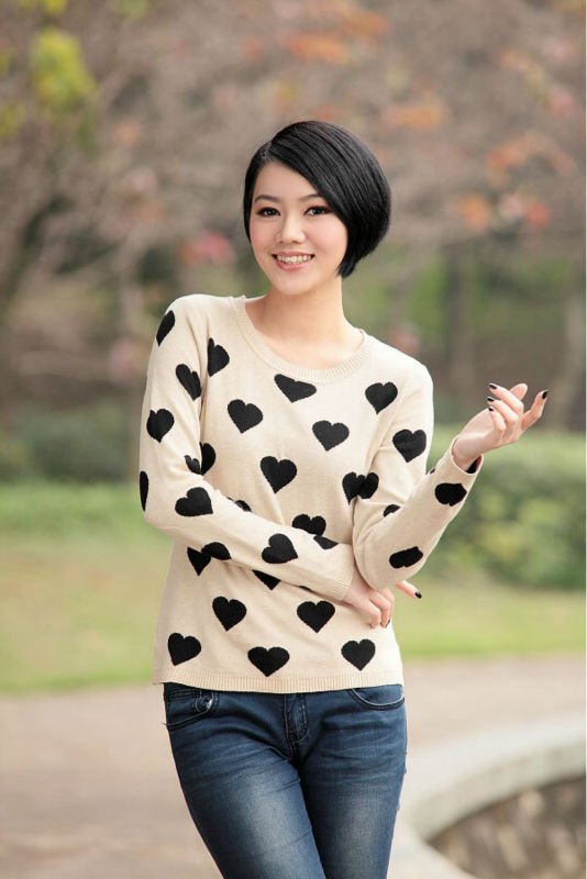 2012 Newsest! Autumn&Winter Women's Sweater Garment Cardigans Heart Pattern Knitting Sweater pullover 4 colors Free Shipping!