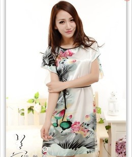 2012 nightgown female faux silk sweet princess summer women's summer sleepwear