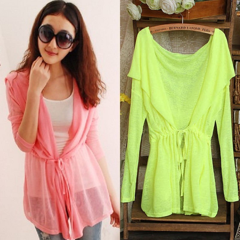 2012 non-mainstream candy color long-sleeve hooded pianbu women's sun protection clothing cardigan air conditioning shirt