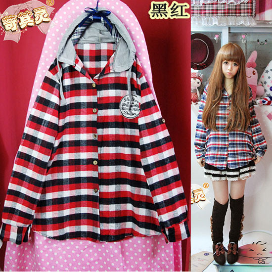 2012 non-mainstream women's personalized color block decoration cap deformation plaid outerwear free shipping