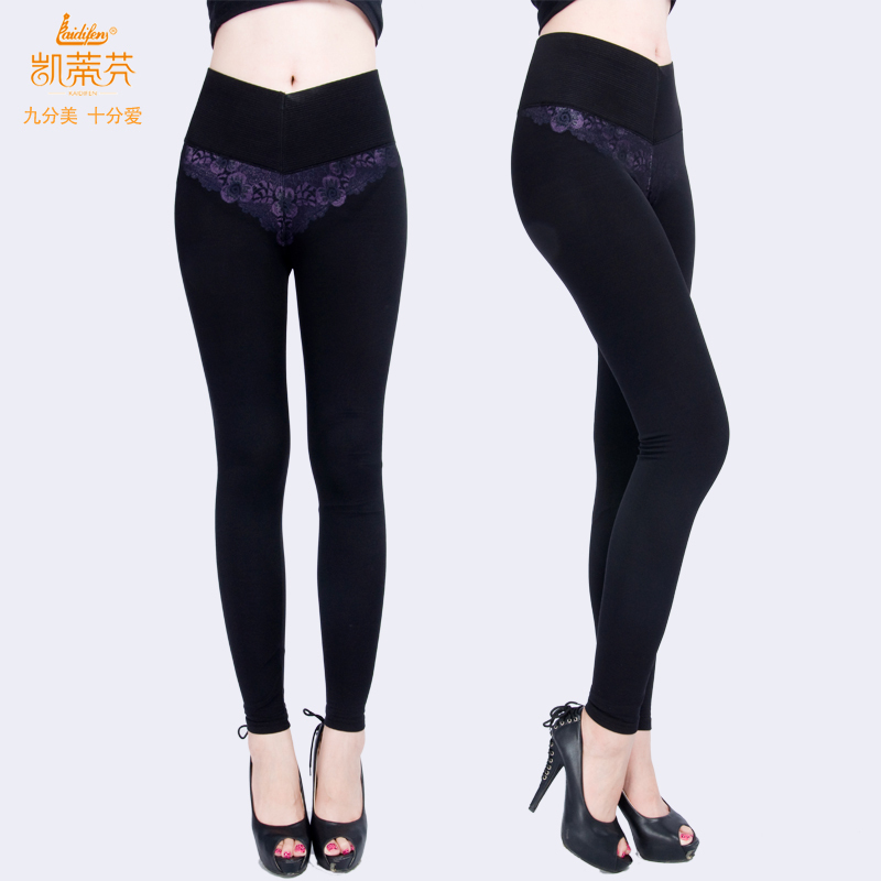 2012 nylon long double layer female laciness seamless beauty care warm pants high waist basic