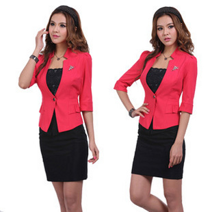 2012 ol fashion work wear women's set half sleeve blazer half sleeve skirt work wear