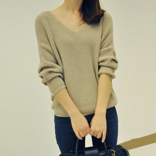 2012 OL outfit quality casual the casualness V-neck loose batwing sleeve sweater