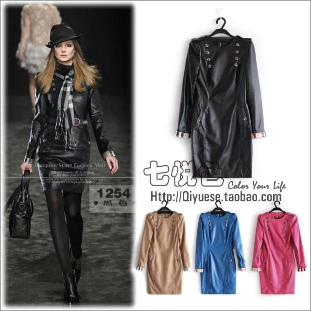 2012 one-piece dress brief leather autumn cool fashion shiny skirt