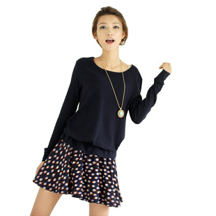 2012 one-piece dress female dollarfish loose patchwork basic long-sleeve spring one-piece dress