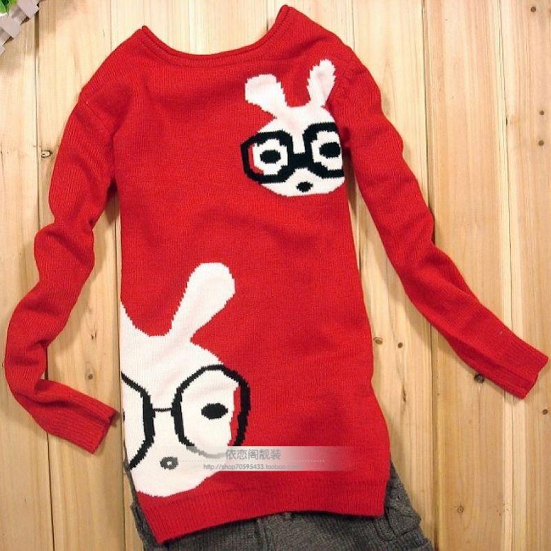 2012 onrabbit goatswool blending knitted medium-long women's pullover sweater (WC005)