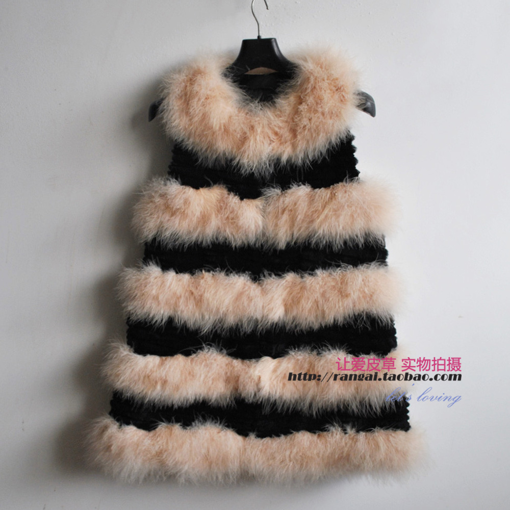 2012 ostracods wool fashion patchwork rabbit fur black and white stripe rabbit fur patchwork fox fur black-and-white patchwork