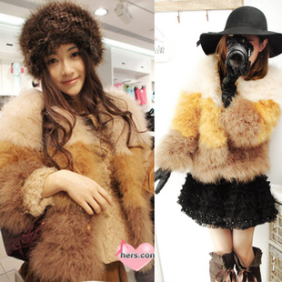 2012 ostracods wool turkey wool feather fur short design short jacket wrist-length sleeve female s1262