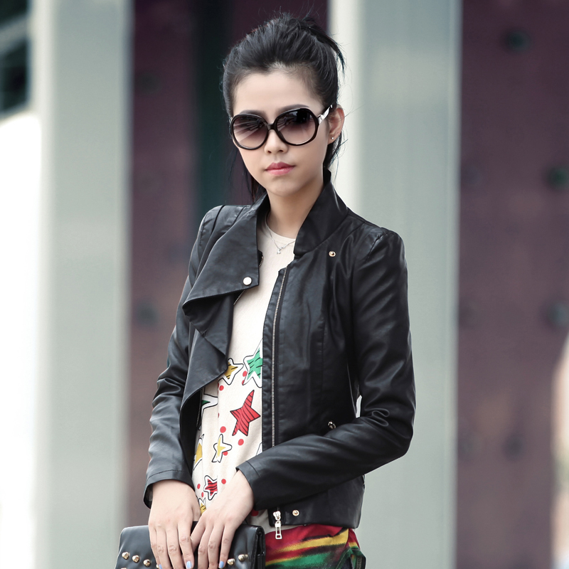 2012 outerwear motorcycle short design leather clothing women's short jacket 1189 free shipping