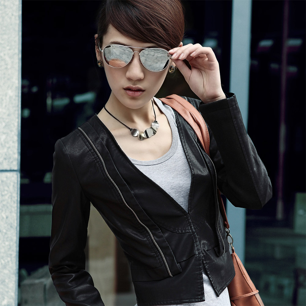 2012 outerwear short design slim soft leather clothing women's short jacket 1153 free shipping