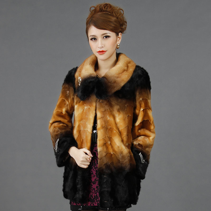 2012 overcoat mink outerwear Women three-color r-8001