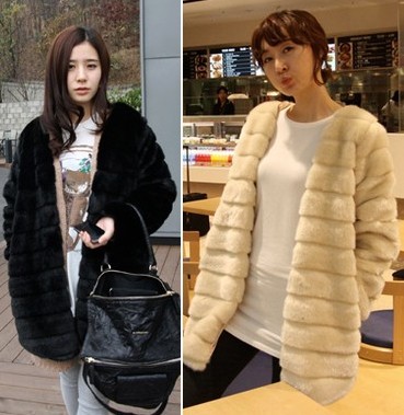 2012 overcoat Women fur rabbit hair stripe fur overcoat medium-long rabbit fur outerwear