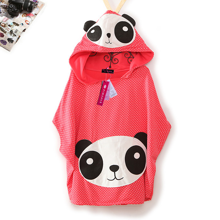 2012 panda head applique dot cape poncho plus size with a hood outerwear casual female