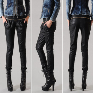 2012 pants faux leather skinny pants boot cut jeans leather pants PU long trousers slim pencil pants