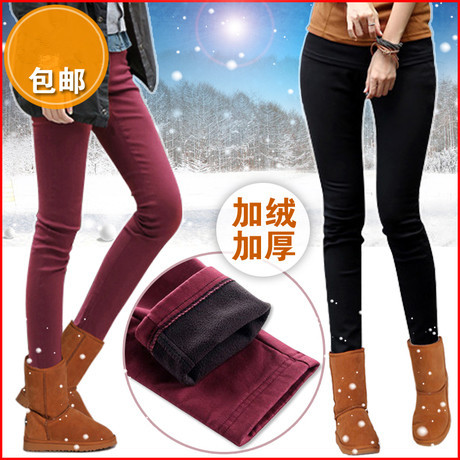 2012 pencil pants elastic waist women's candy color multicolour thickening plus velvet jeans pants, free shipping