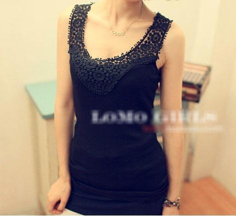 2012 petals brief lace cutout crochet thread all-match cotton small vest basic shirt female top