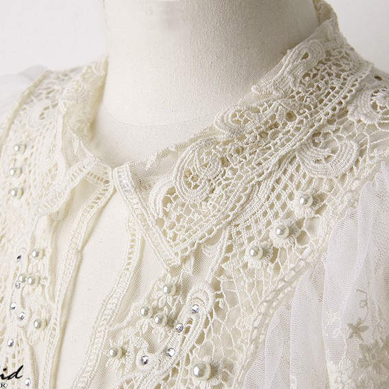 2012 peter pan collar lace gauze basic female long-sleeve slim shirt white shirt plus size top