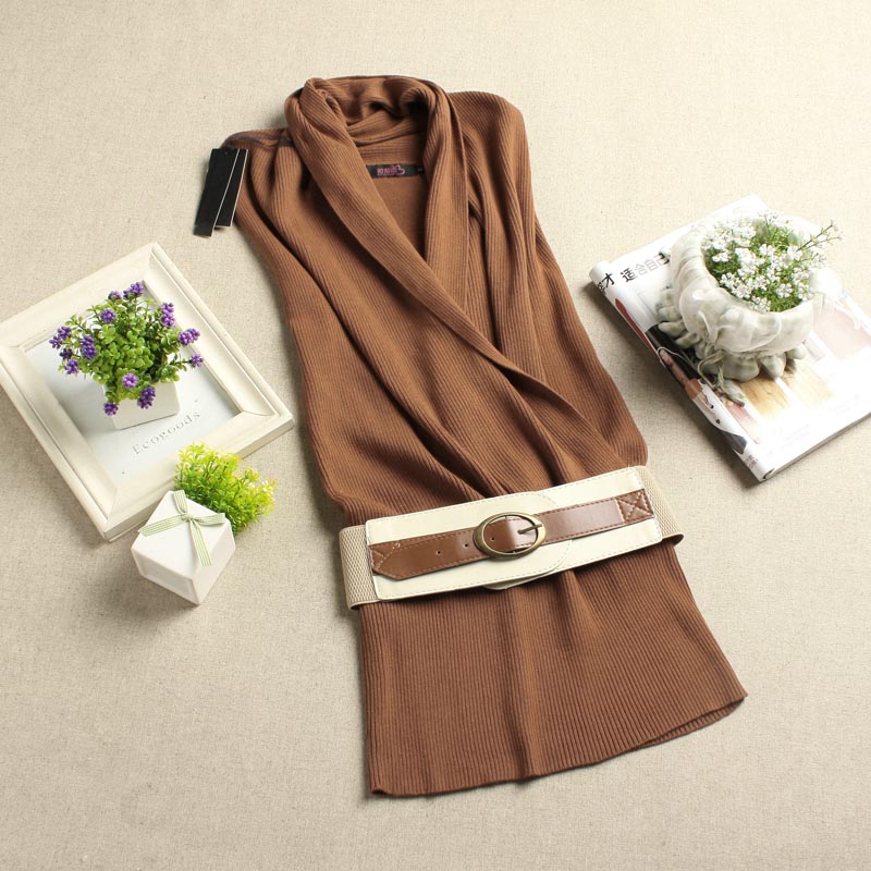 2012 placketing V-neck knitted sleeveless sweater one-piece dress no belt hm1318 belt 5