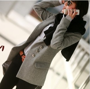 2012 plus size clothes one button wool coat woolen suit medium-long outerwear trench