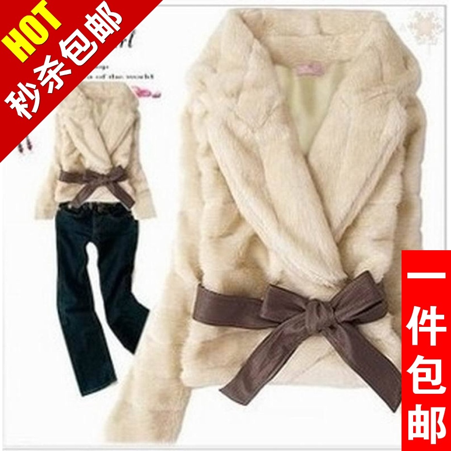 2012 plus size clothing casual elegant slim soft rabbit fur coat