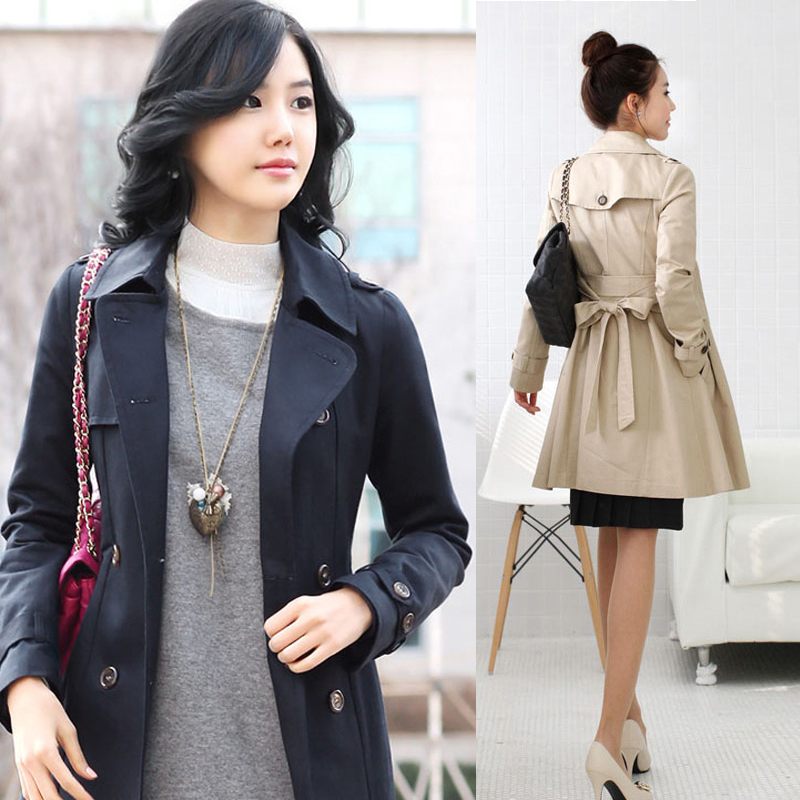 2012 plus size clothing trench outerwear women's double breasted slim trench outerwear 972