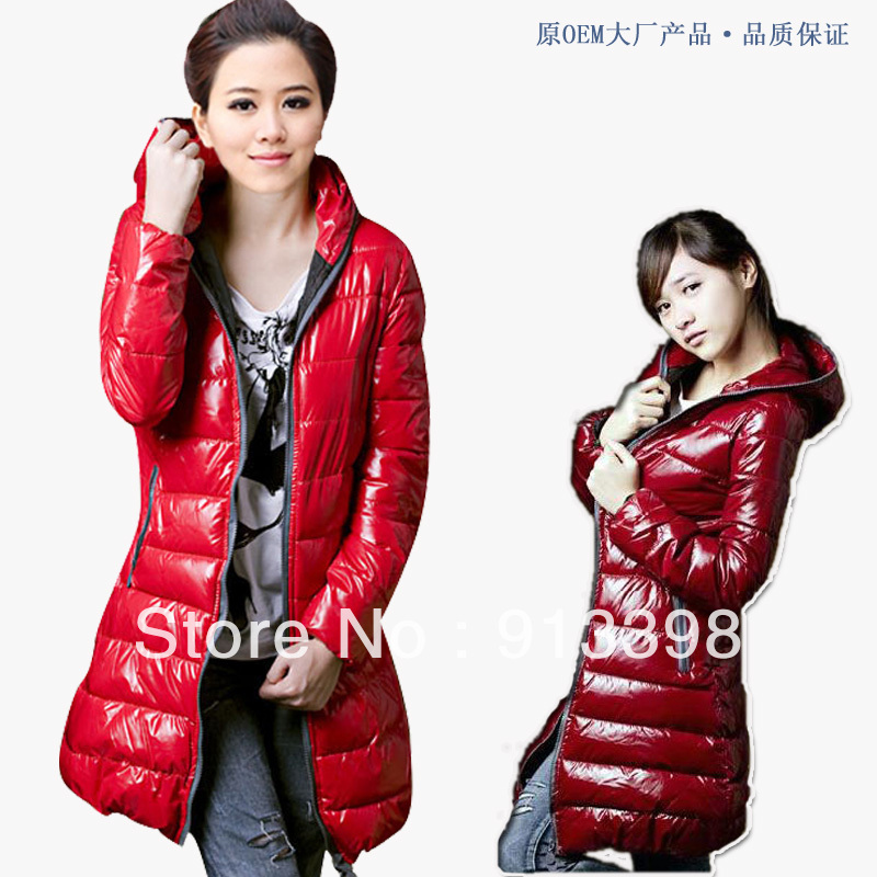 2012 plus size female medium-long slim glossy wadded jacket down cotton-padded jacket bread service outerwear free shipping