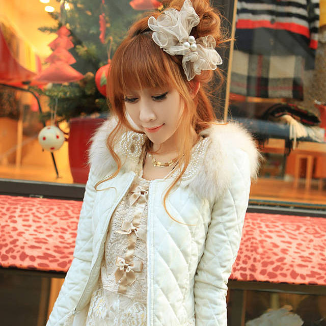 2012 plus size lengthen pearl thin cotton-padded jacket wadded jacket female short design outerwear