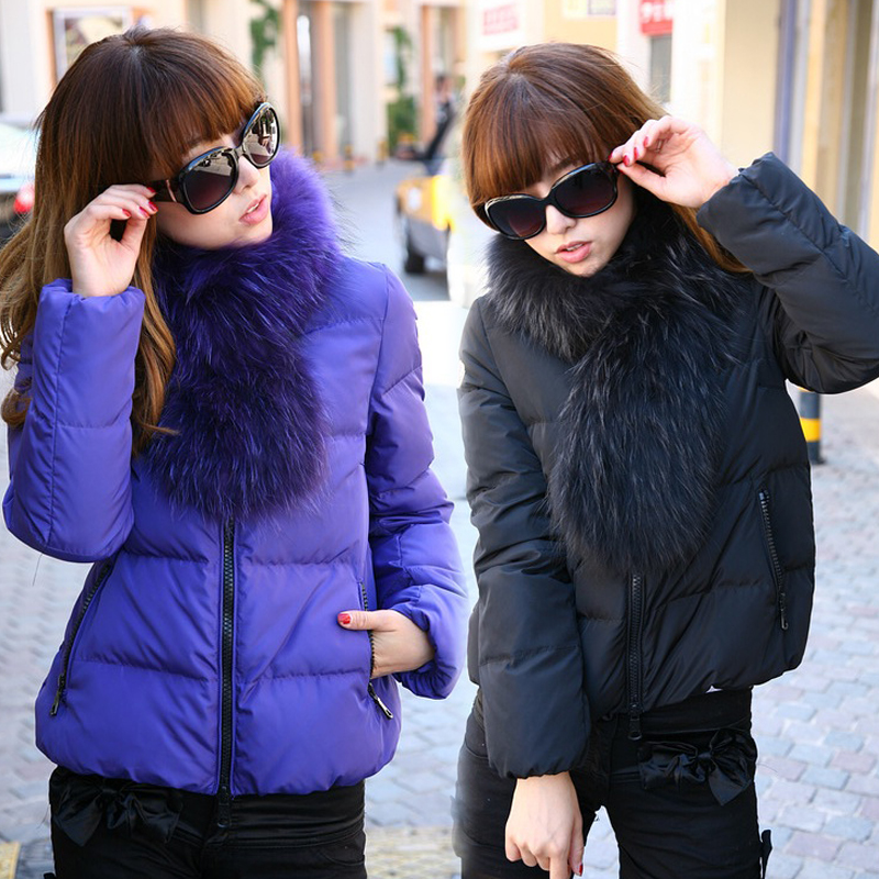 2012 plus size short design thickening white duck down thin down coat luxury fur collar female wadded jacket