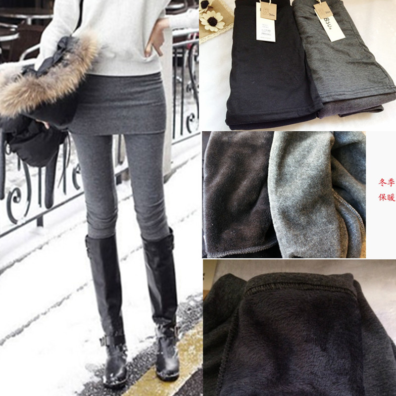 2012 plus velvet faux two piece set brushed double layer legging thermal pencil pants ankle length legging