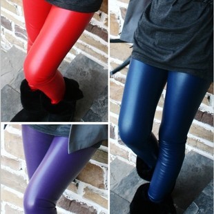 2012 plus velvet thickening high waist matte lengthen faux leather multicolour legging pants 008