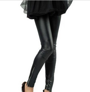 2012 popularised global Black matt faux leather legging faux leather pants ankle length trousers zipper