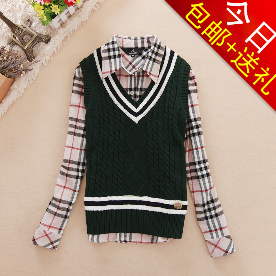 2012 preppy style solid color V-neck slim women's sweater shrug sweater vest