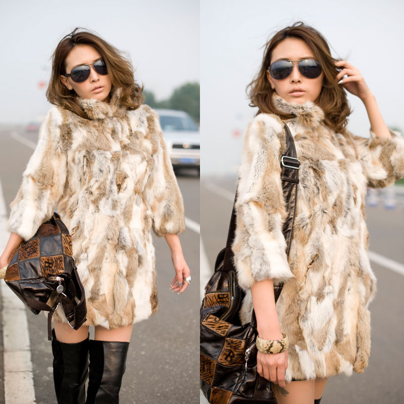 2012 princess rabbit fur coat medium-long overcoat fur overcoat