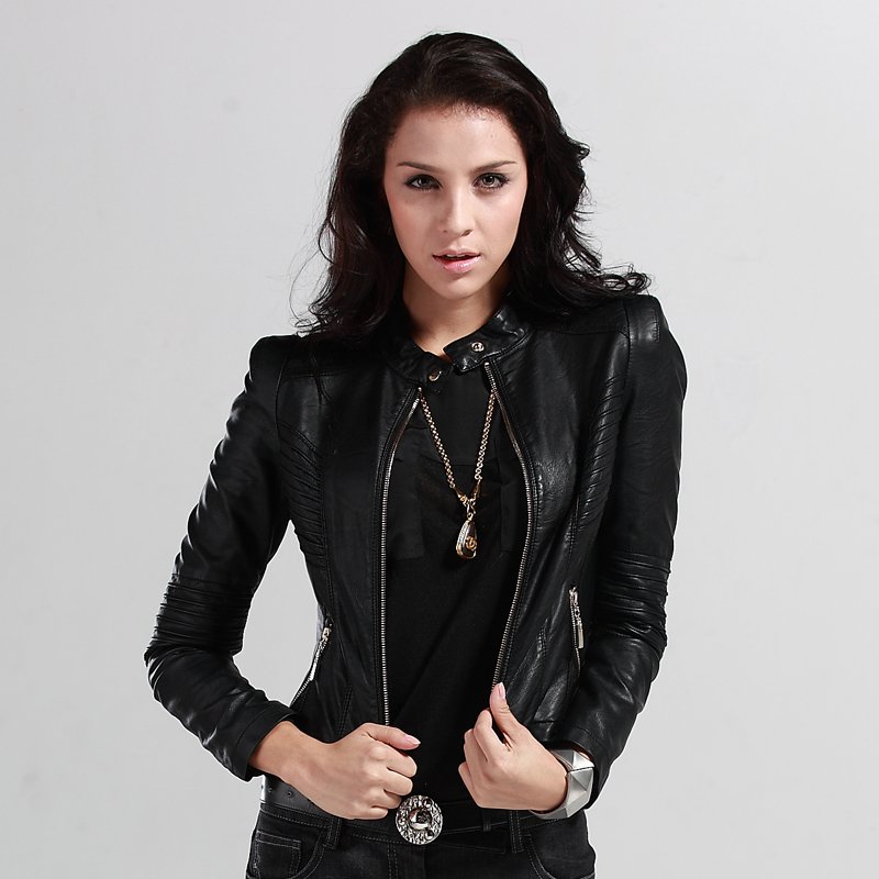 2012 PU leather jacket autumn coat for women  faux leather  FLW078